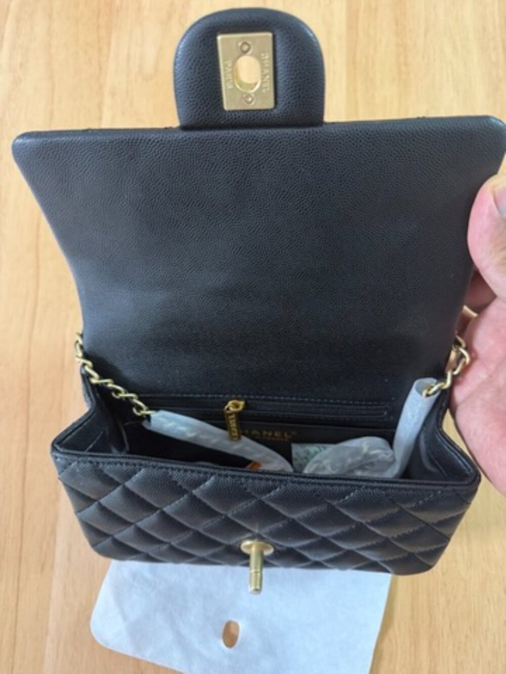 Luxury 25B Mini CF Flap Bag Black Caviar Leather with Gold-Tone Hardware - Picture 10 of 10